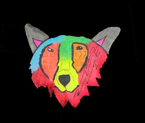 Multicolored fox face